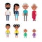 Flat Vector Indian Family Members. Parents, Grandparents, Children