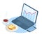 Flat vector isometric concept illustration of business breakfast