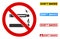Flat Vector No Smoking No Vaping Sign with Messages in Rectangle Frames