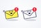Flat Vector Notification For New Email Inbox Message With Cute Funny Face.