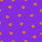 Flat vector. Orange skulls seamless pattern on purple background.