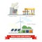 Flat vector power plant, gas refill station, eco energy sun wind