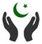 Flat Vector Praying Muslim Hands Icon