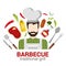 Flat vector professional cook: restaurant barbecue grill icon