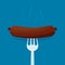 Flat vector sausage on a fork