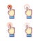 Flat vector set icon of the finger clicks the screen