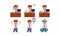 Flat vector set of man office worker in various situations. Manager of company. Employee at workplace