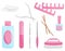 Flat vector set of manicure and pedicure tools. Professional instruments for nail care. Beauty theme