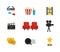 Flat vector set of movie theater and cinema icons. Cinematography theme