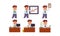 Flat vector set of office worker in different actions. Businessman in formal clothes. Clerk at workplace