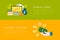 Flat vector set of online earn learn finance control web banners