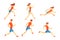 Flat vector set of people in running action. Professional athletes. Runners in sportswear. Active and healthy lifestyle