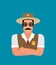 Flat vector sheriff man isolated on color background
