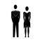 Flat vector silhouette drawing of man and woman. Black and white icon for special rooms. Symbols for the codec. Insignia sings.