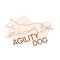 Flat vector silhouette of jumping dog for agility club logo design