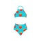 Flat vector swimsuits in various shapes and colors, white background. Fashion women\\\'s swimwear and bikinis top and bottom