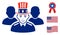 Flat Vector Uncle Sam Team Icon in American Democratic Colors with Stars