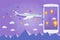Flat vector web banner on the theme of travel by airplane