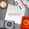 Flat vector web banners set on the theme of travel , vacation, adventure. Preparing for your journey. Outfit of modern traveler. O