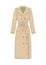 Flat vector women`s classic trench coat. Women`s clothing