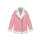 Flat vector women`s sheepskin coat in biker style. Women`s clothing