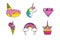 Flat vector wonder unicorns icons set. n