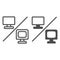 Flat versus convex monitor line and solid icon, monitors and TV concept, curved vs flat screen vector sign on white