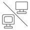 Flat versus convex monitor thin line icon, monitors and TV concept, curved vs flat screen vector sign on white