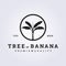 flat vintage banana tree logo vector in badge emblem illustration design