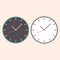 Flat watch clock with arow icon from warm color isolated on background. EPS 10 vector illustration