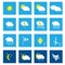 Flat weather icon set of 16