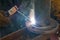 Flat welding flange to the pipe steel