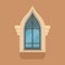 Flat window with unusual gothic form on brown wall