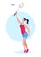 Flat Woman Badminton Player Striking Shuttlecock