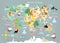 Flat World animals cartoonish kids map