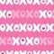 Flat XOXO Valentine`s Day Typography vector seamless pattern. Stripes Hearts and Words. Love. XOXO. Hugs and Kisses