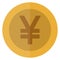 Flat yuan, yen currency round coin. China, Japan, Asia. Casino currency, gambling coin, vector illustration isolated.