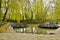 Flatboat jetty in the green Venice of Marais Poitevin