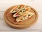 Flatbread pita filled with chicken breast, vegetables and sauce