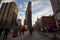 Flatiron building at sunset. Historical building under maintain New York.