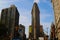 Flatiron Building view August 25, 2018, New York, USA. The Flatiron building, designed by Chicago by Daniel Burnham, skyscrapers