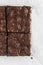 Flatlay of Dark chocolate brownies with caramel