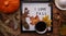 Flatlay letter board with sign love Fall