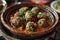 Flavorful Kefta Tagine Cooked in Rich Tomato Sauce, Lamb Meatballs, Traditional Moroccan Delight