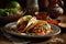 Flavorful Mexican tacos with bold and zesty flavors. AI generated