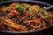 Flavorful Pasta meat vegetables meal. Generate Ai