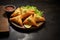 Flavorful samosa, an iconic Indian street snack on a board
