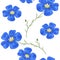 Flax blue flowers with stem. Seamless pattern. Vector illustration.