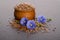 Flax seeds in the wooden bowl, beauty flower
