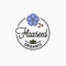 Flaxseed logo. Round linear of flaxseed flower